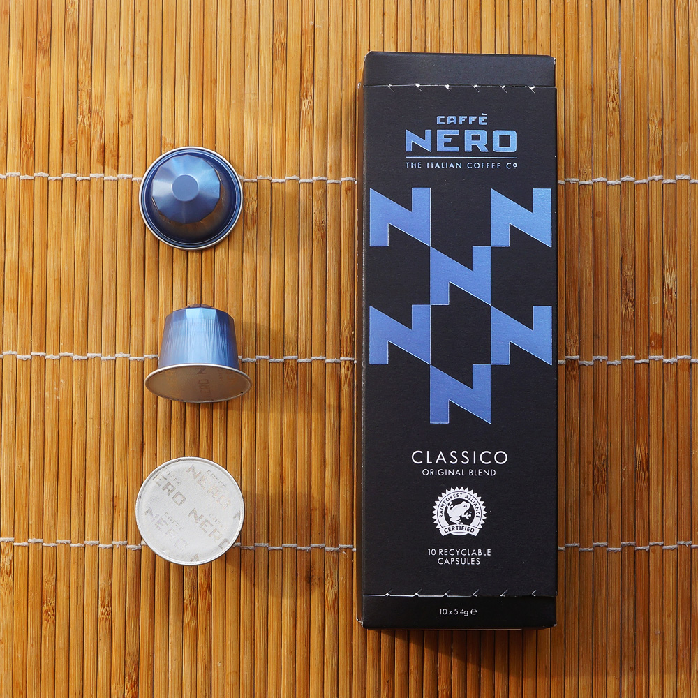 Classico by Caffè Nero coffee capsules with a box